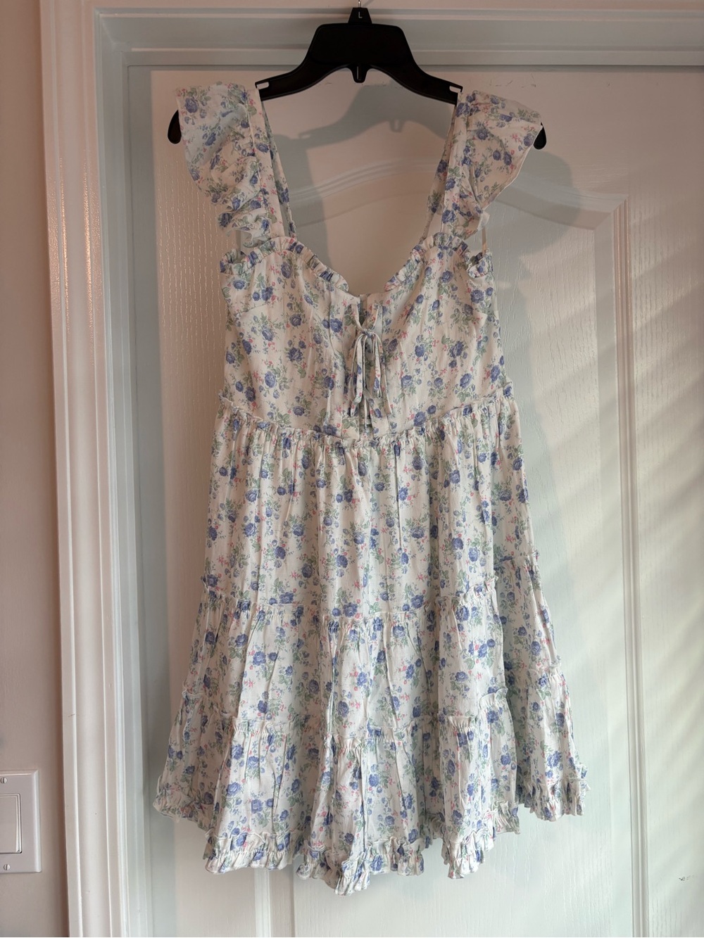 Altar'd State Cream Mini Dress with Blue Floral Print